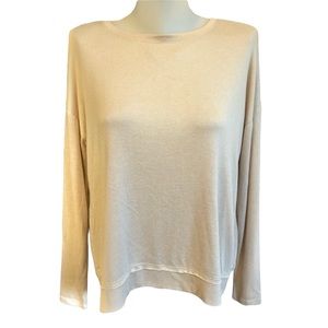 Mudd Split back boat neck beige nude sweater top shirt RN #73277 S small